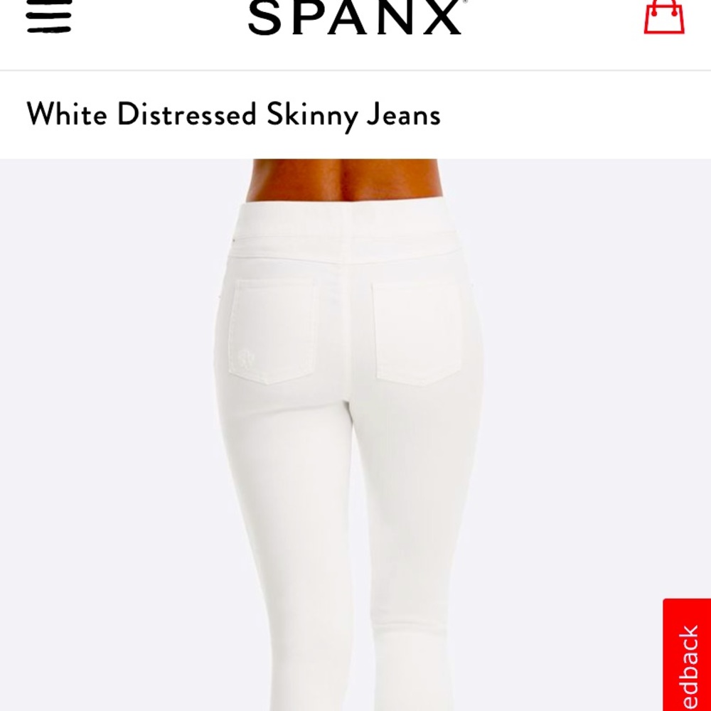 Spanx white distressed skinny Jean